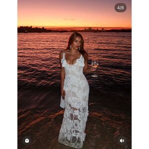 Elliatt Kyra Crochet Gown in White Bridal Shower Bachelorette Wedding size NWT